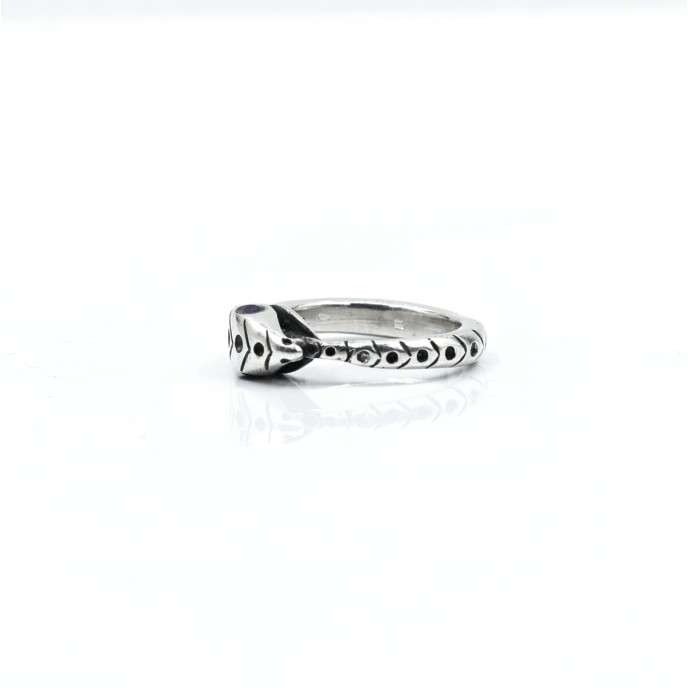 Inel uroborus piatra naturala ametist Argint