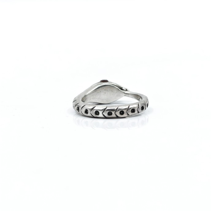 Inel uroborus piatra naturala granat Argint