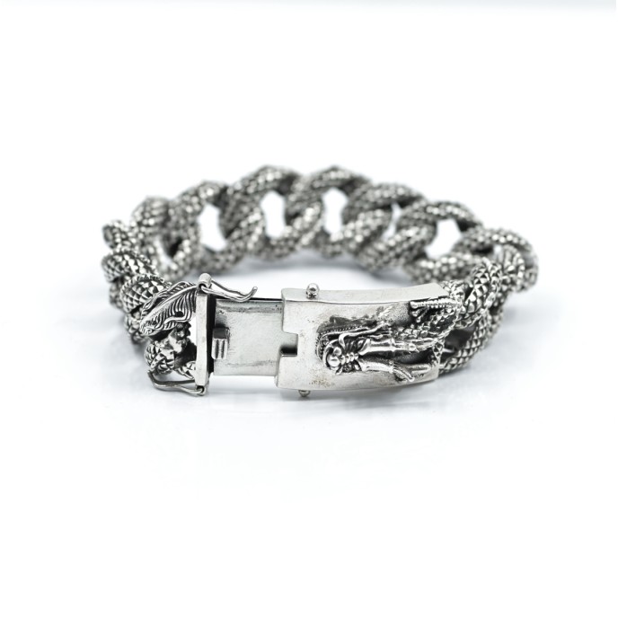 Bratara flexibila solzi de dragon Argint