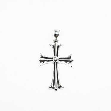 Pandantiv gotic cruce bulina L Argint