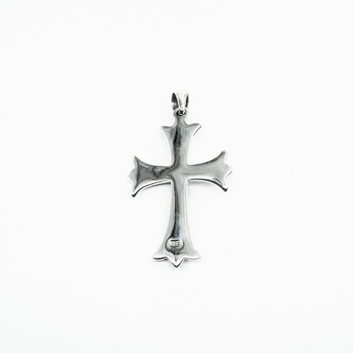 Pandantiv gotic cruce bulina L Argint