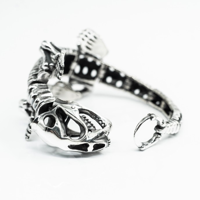 Bratara fixa schelet de pantera Argint