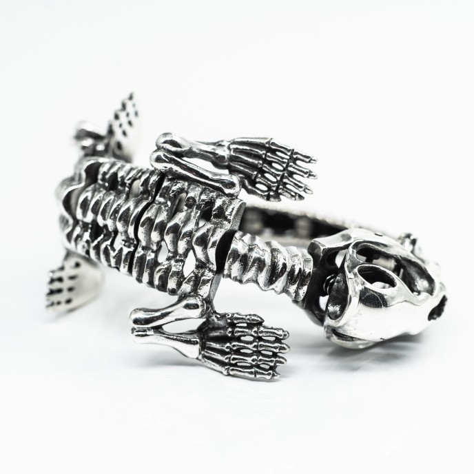 Bratara fixa schelet de pantera Argint