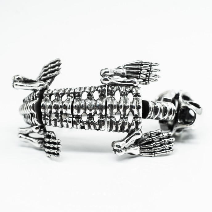 Bratara fixa schelet de pantera Argint
