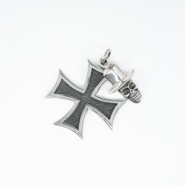 Pandantiv cruce xl craniu Argint