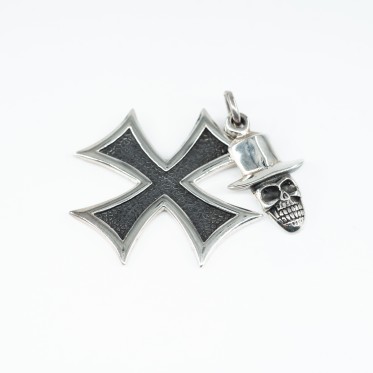 Pandantiv cruce xl craniu Argint