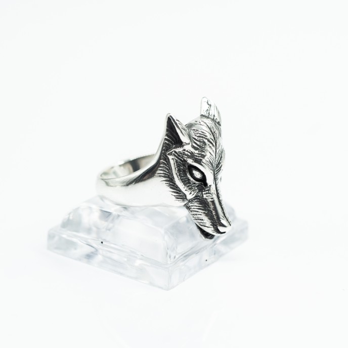 Inel cap de lup Argint