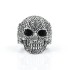 Inel craniu broderie etnica Argint