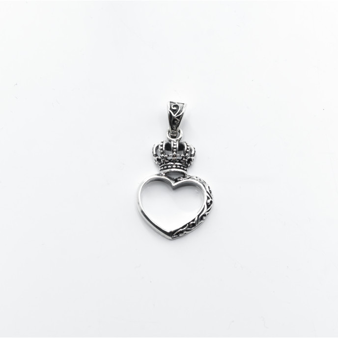 Pandantiv inima si coronita Argint