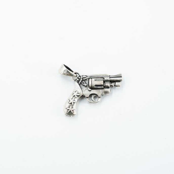 Pandantiv pistol craniu si stelute Argint