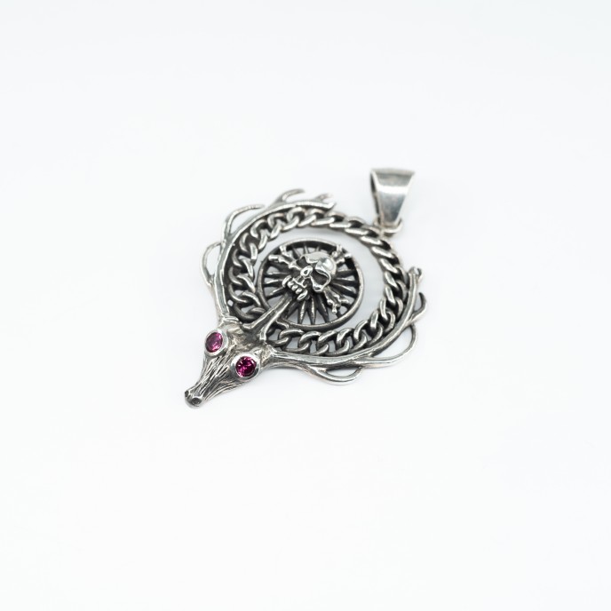 Pandantiv craniu cerb Argint