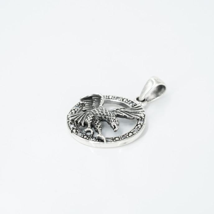 Pandantiv rotund vultur Argint