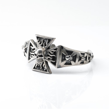 Bratara fixa cruce cap de mort Argint