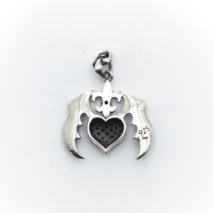 Pandantiv inima inaripata c.z.negre Argint