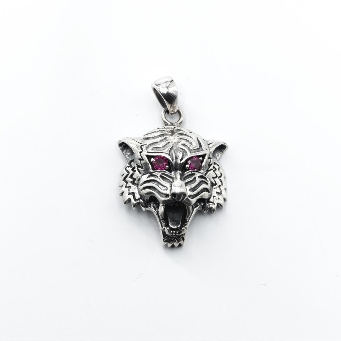 Pandantiv cap de tigru c.z Argint