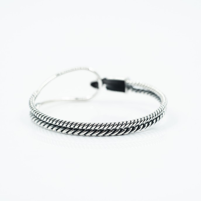 Bratara fixa doua linii buline Argint