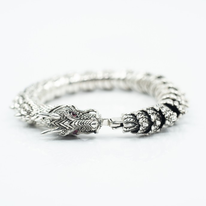 Bratara flexibila dragon tepos Argint