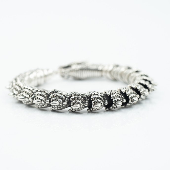 Bratara flexibila dragon tepos Argint