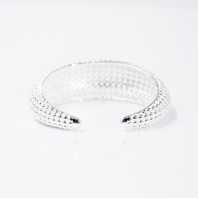 Bratara fixa bombata puncte Argint