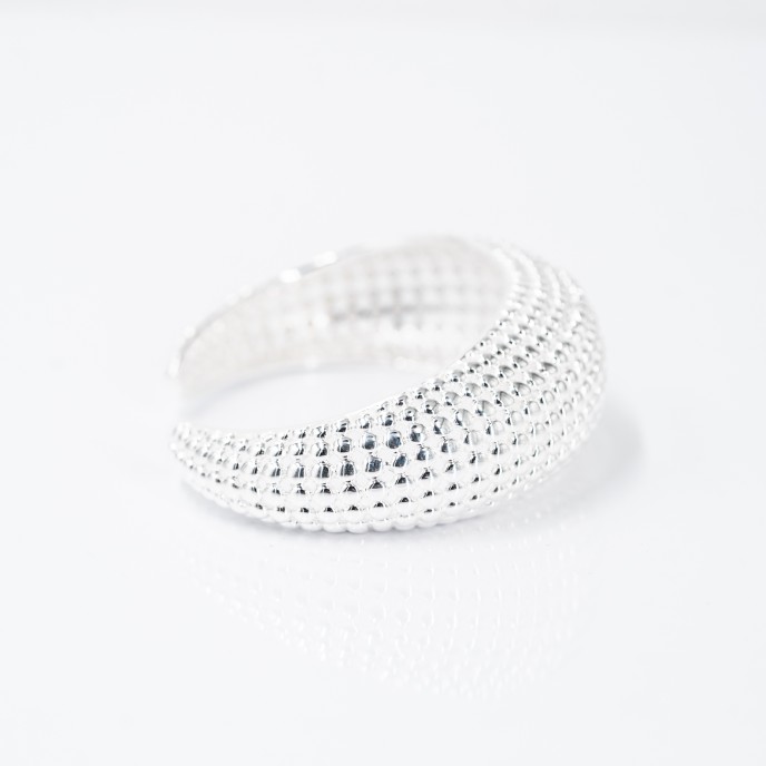 Bratara fixa bombata puncte Argint