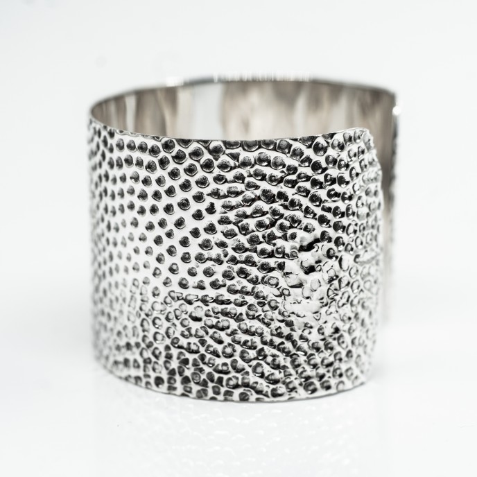 Bratara fixa hammered 40mm Argint