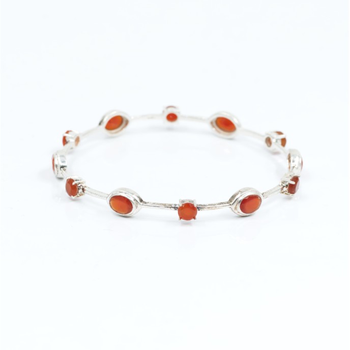 Bratara fixa circulara pietre naturale 6cm Argint