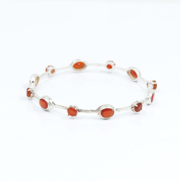 Bratara fixa circulara pietre naturale 6cm Argint