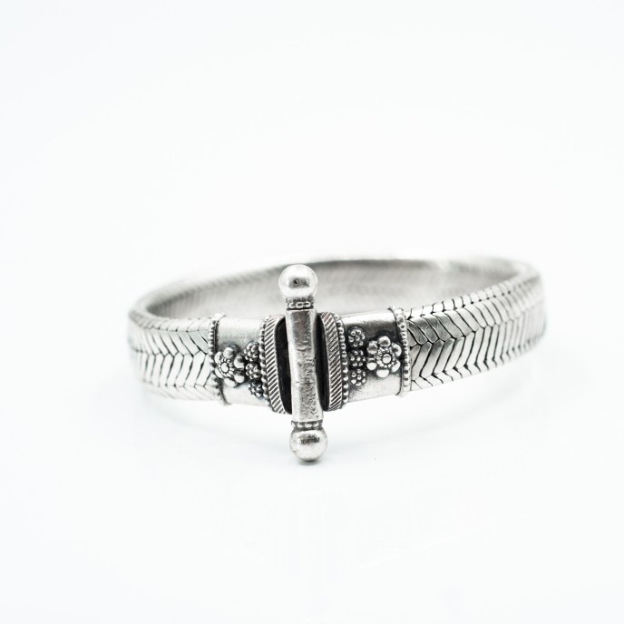 Bratara model sarpe plat floare Argint