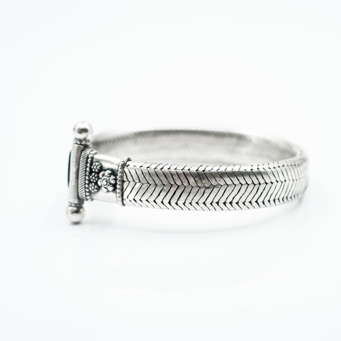 Bratara model sarpe plat floare Argint