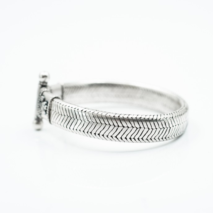 Bratara model sarpe plat floare Argint