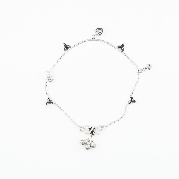 Bratara picior inima flori triunghi Argint