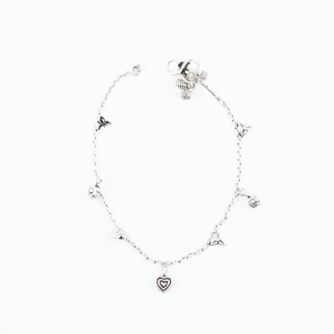 Bratara picior inima flori triunghi Argint