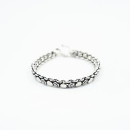 Bratara flexibila buline si flori Argint