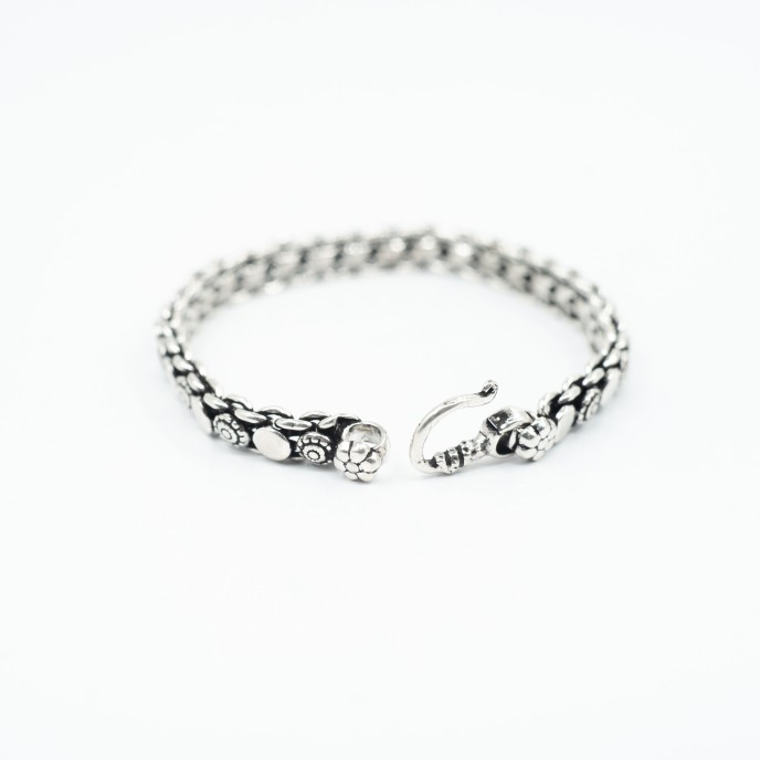 Bratara flexibila buline si flori Argint