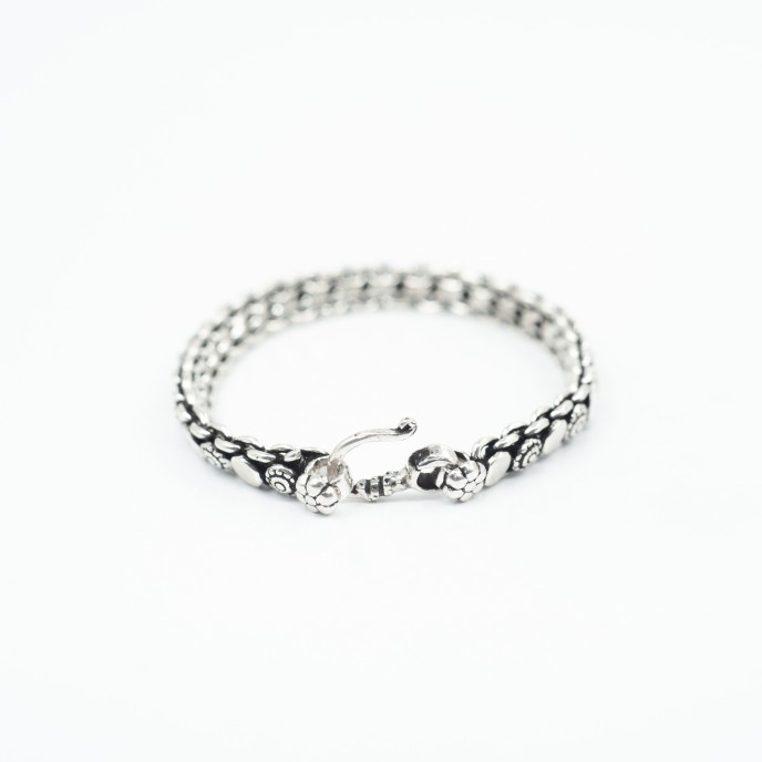 Bratara flexibila buline si flori Argint
