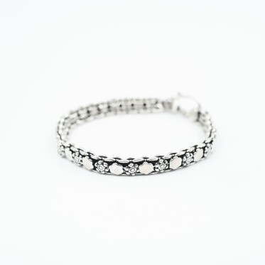 Bratara flexibila model hexagon margareta Argint