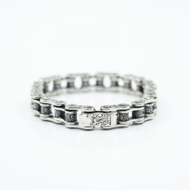 Bratara lant de bicicleta broderie Argint