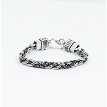 Bratara flexibila impletitura dubla Argint