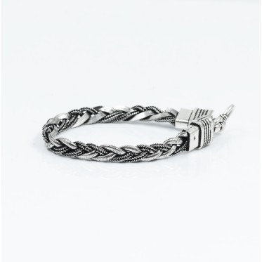 Bratara flexibila impletitura dubla Argint