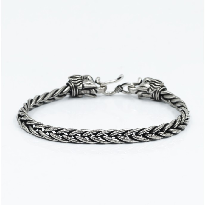 Bratara flexibila impletita capete de elefant Argint