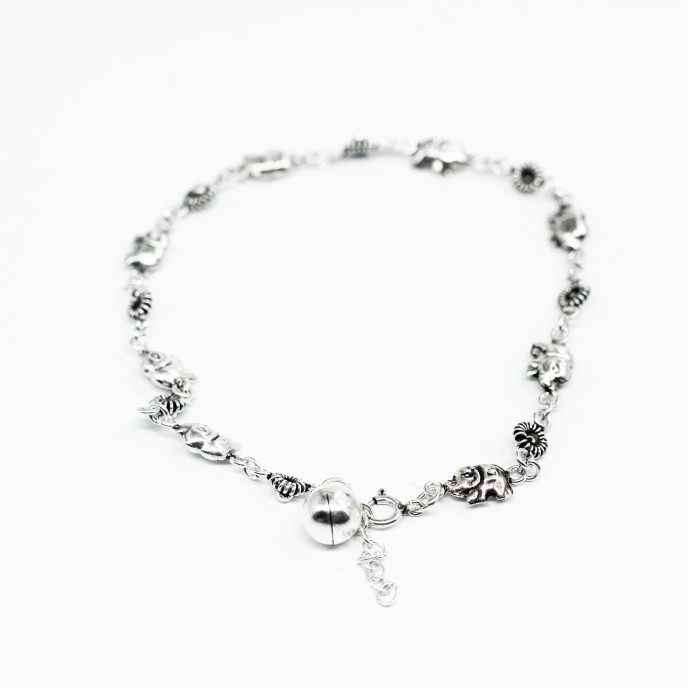 Bratara picor elefantei si floricele Argint