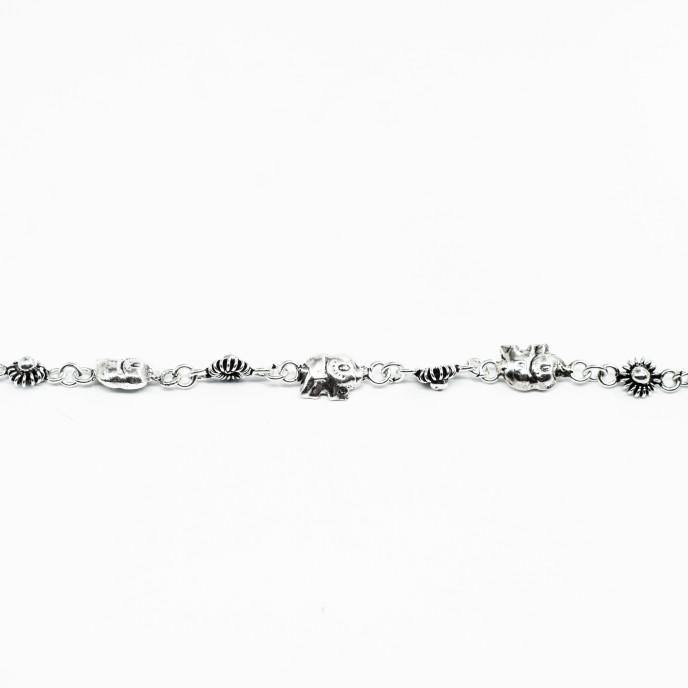 Bratara picor elefantei si floricele Argint