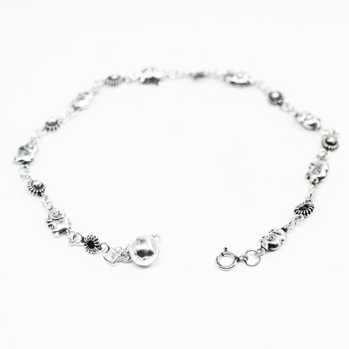 Bratara picor elefantei si floricele Argint