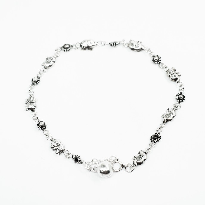 Bratara picor elefantei si floricele Argint