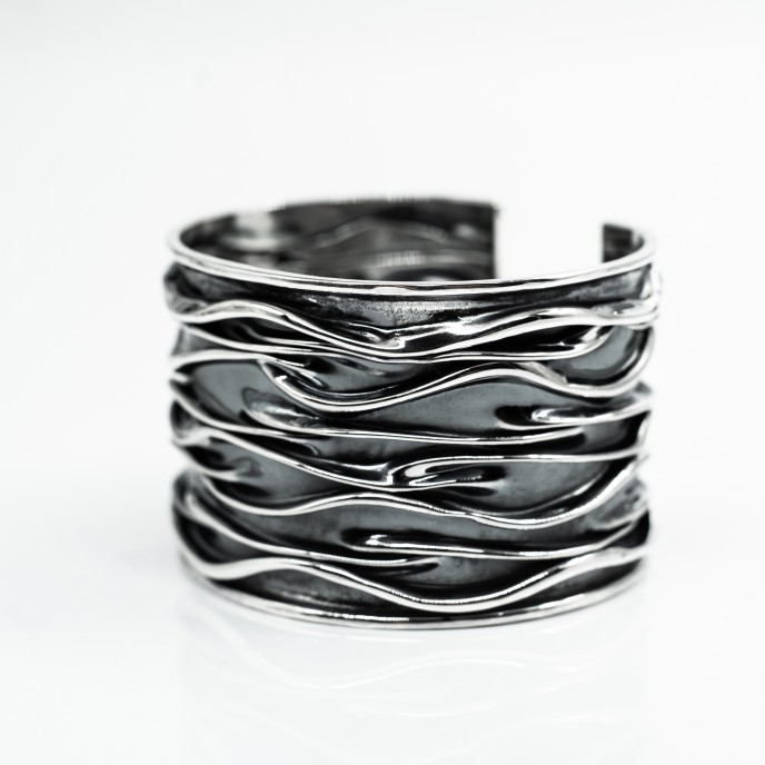 Bratara fixa hartie creponata 4*60 Argint