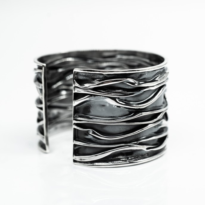 Bratara fixa hartie creponata 4*60 Argint