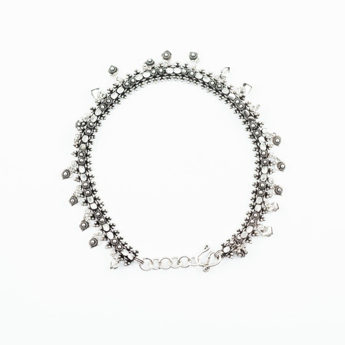 Bratara picior charms inimi buline Argint