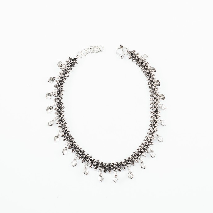 Bratara picior charms inimi buline Argint