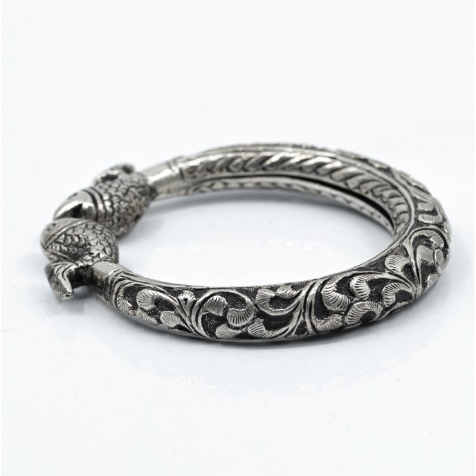 Bratara fixa florala doi pesti Argint