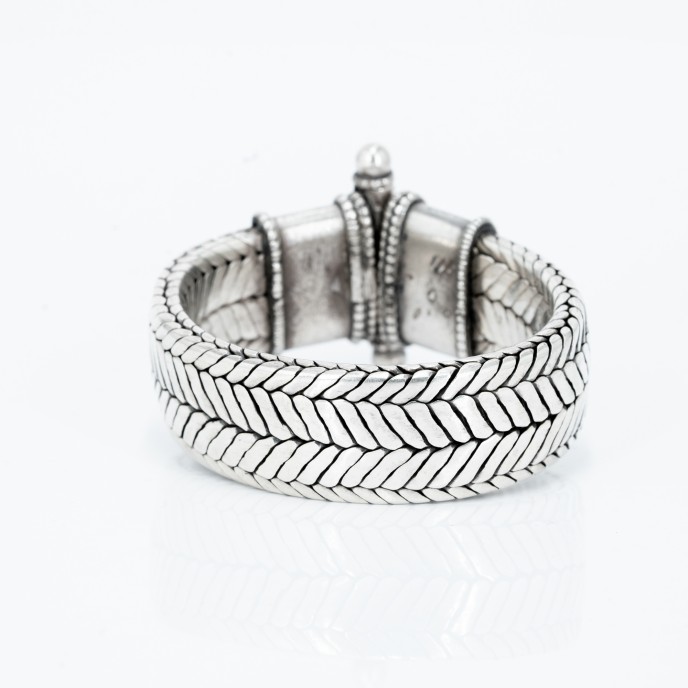 Bratara tip sarpe plat floare Argint